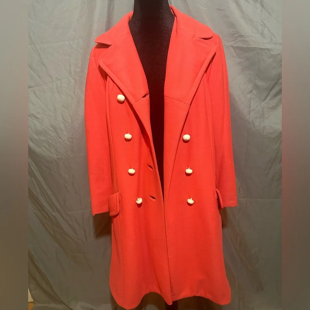 Vintage 60/70s Pink Women Peacoat Union Made Double Breasted 2 Pocket - Classy!! - Picture 2 of 5